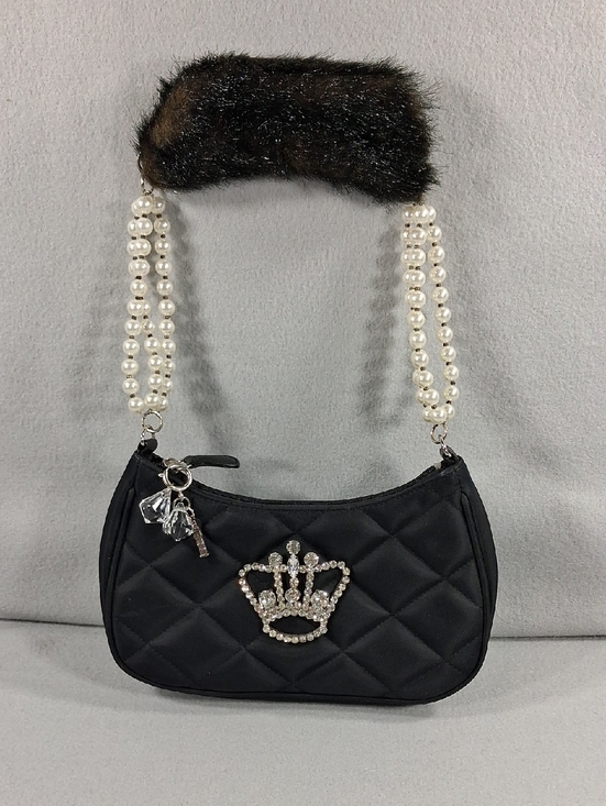 My Flat in London Handbags - Elegant My Flat In London Black Quilted Pearl-Handle Shoulder Bag